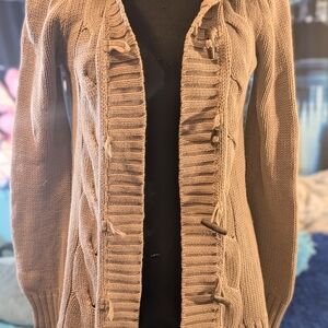 Women's Tan Sweater with Toggle Closure